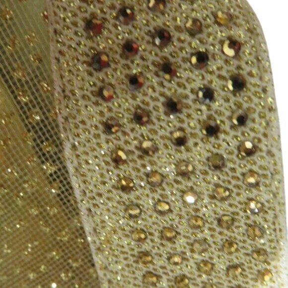 Pierre Dumas Evelyn Gold Open Toe Embellished Rhinestone Glitter Heels size 8 - Picture 9 of 16